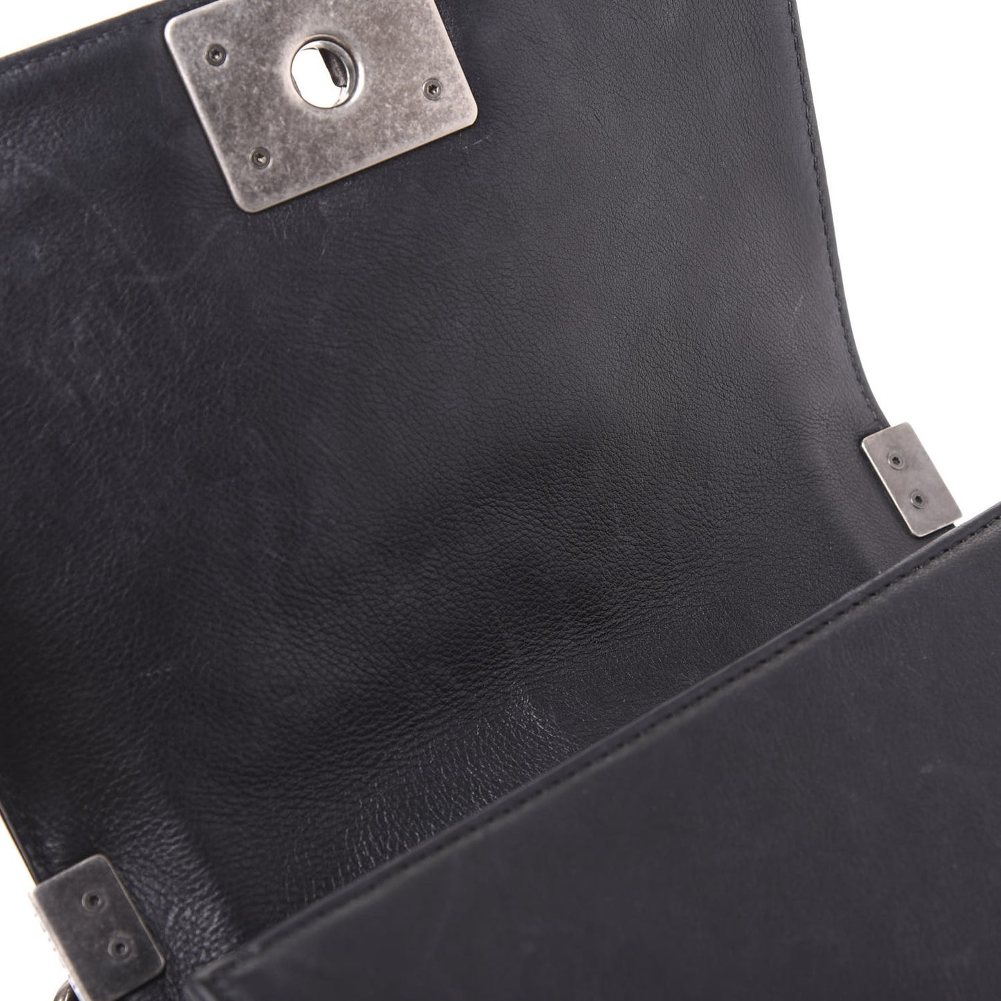 Calfskin Quilted Small Boy Flap Black