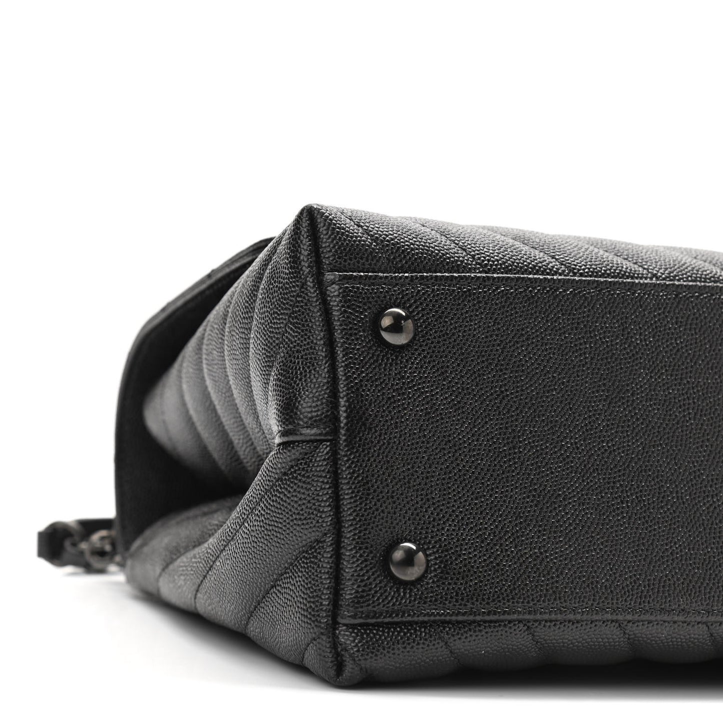 Caviar Chevron Quilted Small Coco Handle Flap So Black