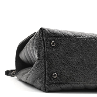 Chanel Caviar Chevron Quilted Small Coco Handle Flap So Black 8 of 9