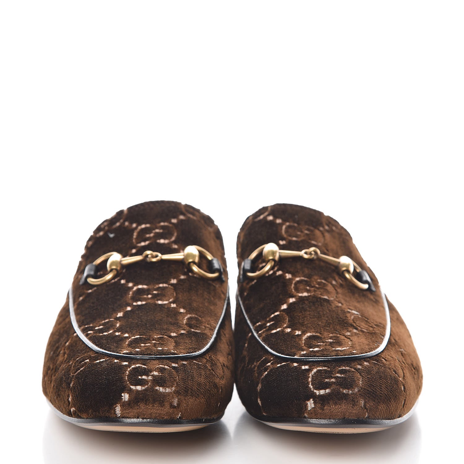 Gucci Velvet GG Monogram Mens Princetown Slippers 8 Brown 2 of 9