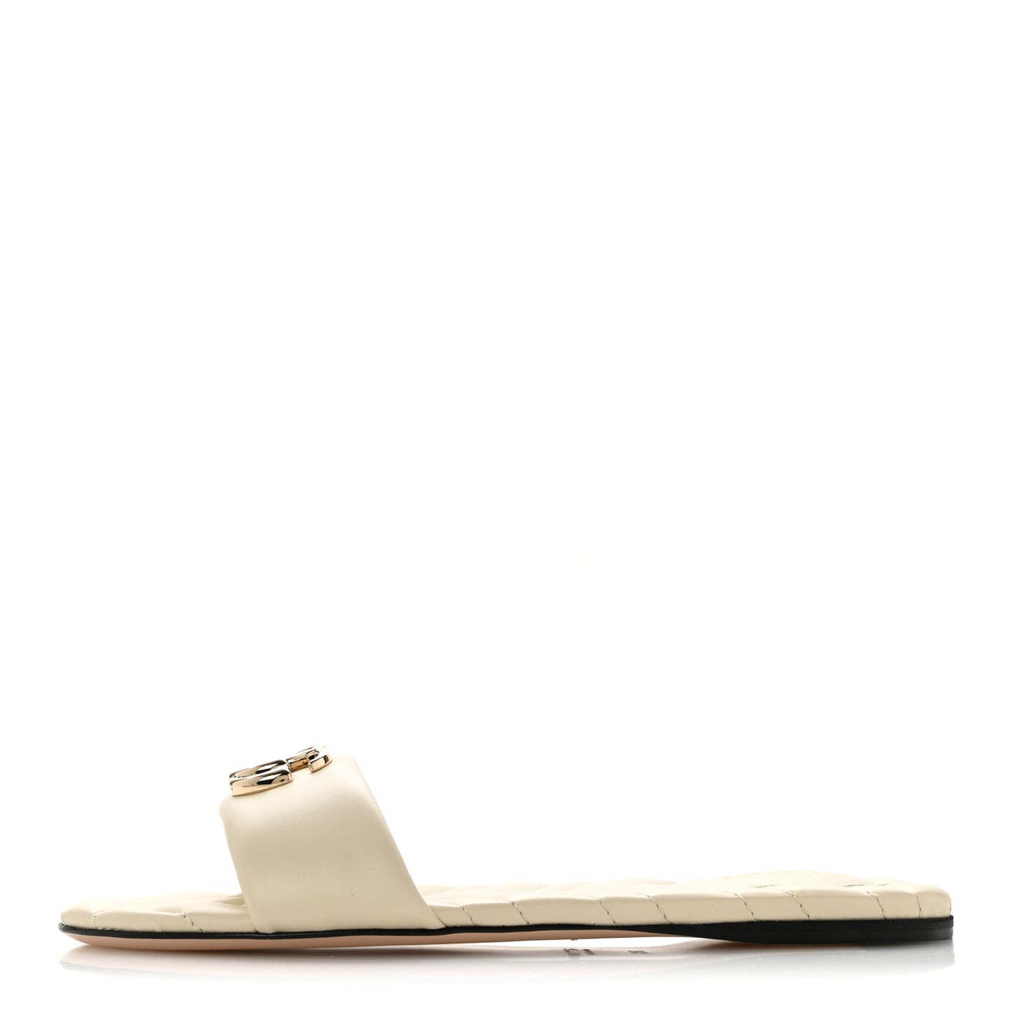 Nappa Matelasse GG Marmont Flat Slide Sandals 38.5 New Ivoire