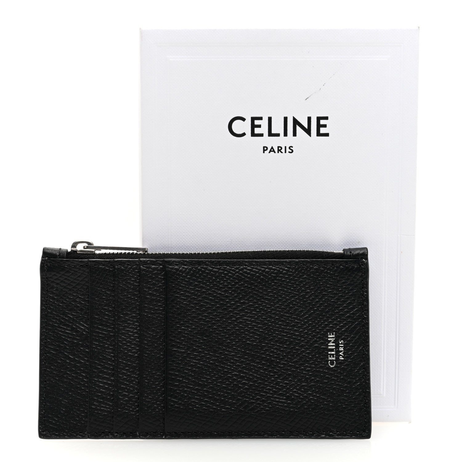 Celine Grained Calfskin Zipped Card Holder Black 7 of 7