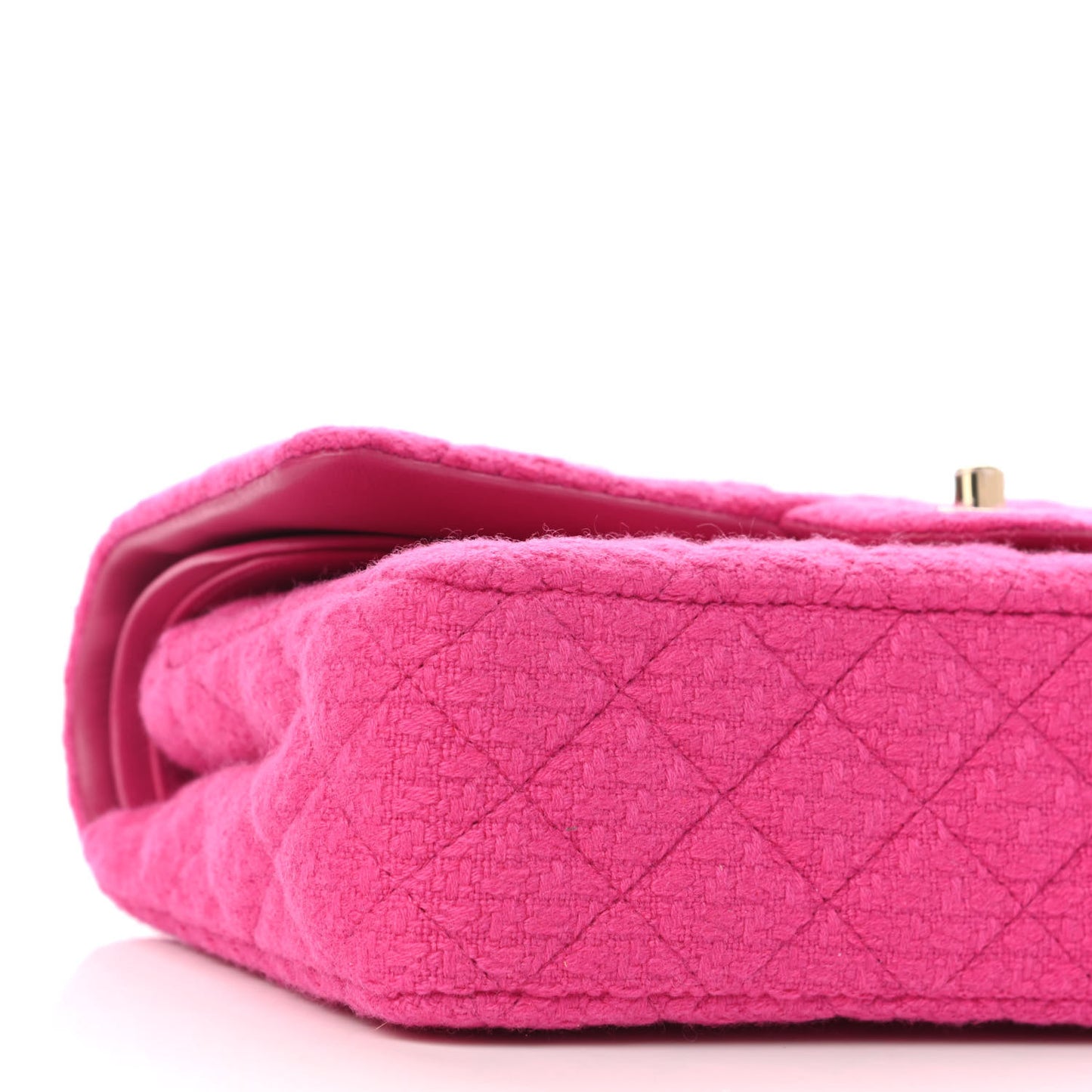 Tweed Quilted Medium Double Flap Fuchsia