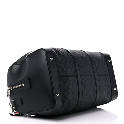 Gucci Soft GG Supreme Monogram Appia Calfskin Web Large Carry On Duffle Bag Black Grey 3 of 10