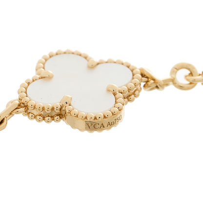 Van Cleef & Arpels 18K Yellow Gold Mother of Pearl 5 Motifs Vintage Alhambra Bracelet 3 of 5