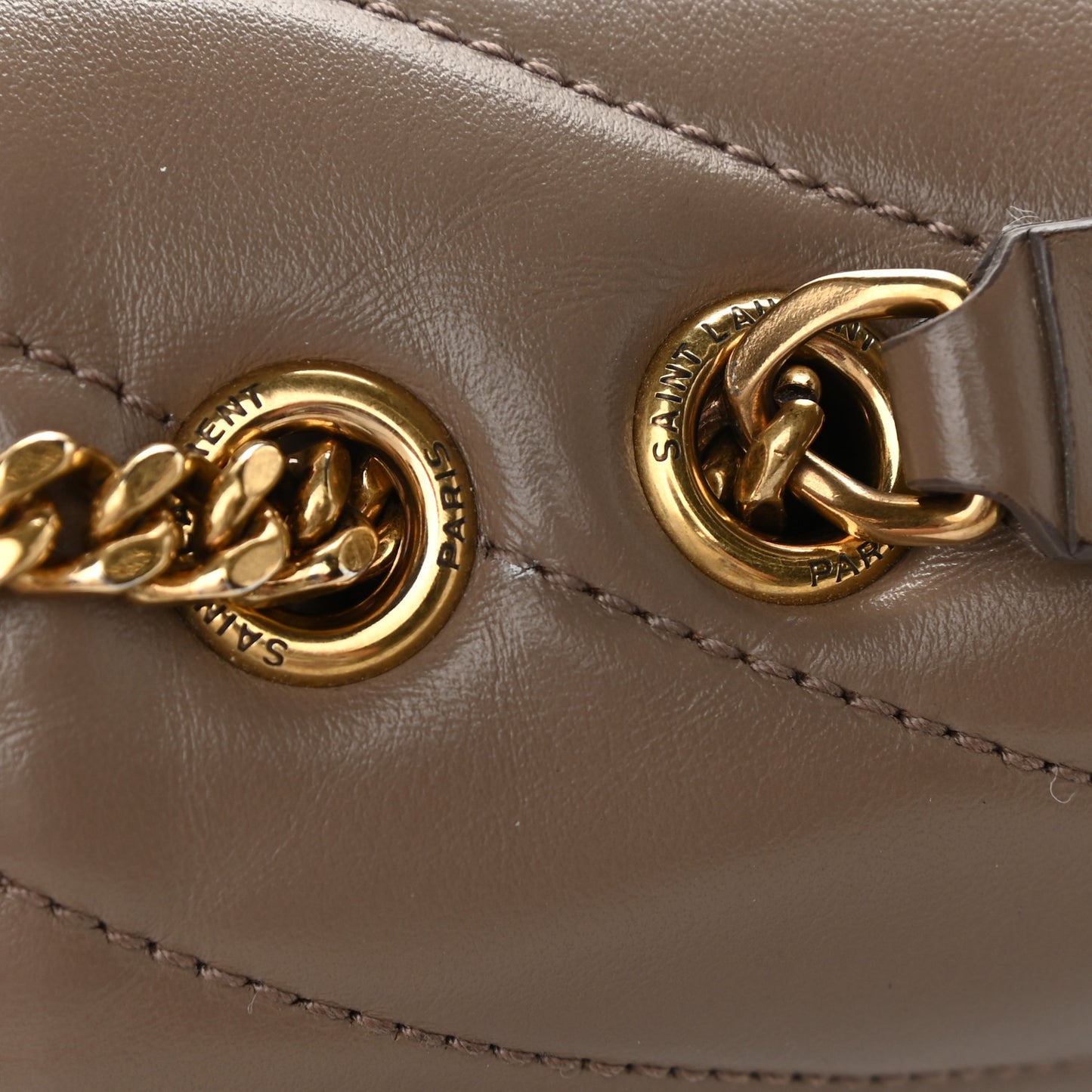 Calfskin Y Quilted Monogram Small Loulou Chain Satchel Taupe