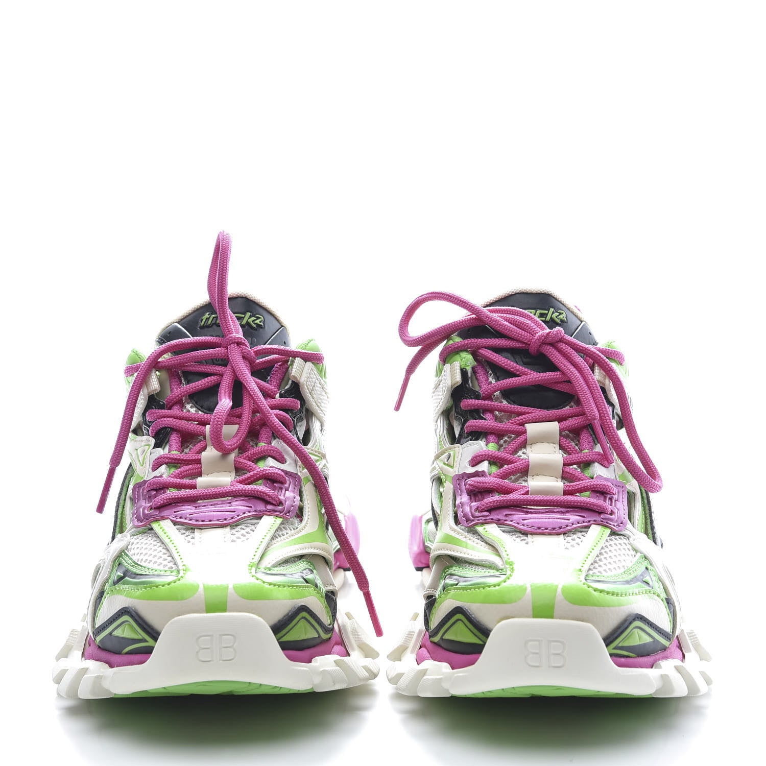 Balenciaga Rubber Mesh Bi-Color Mens Track.2 Open Sneakers 39 White Green Pink 2 of 10
