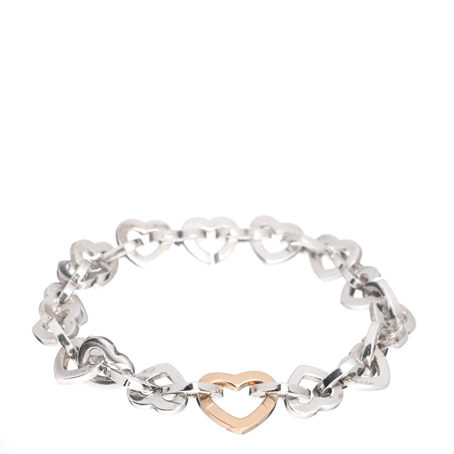 Tiffany Sterling Silver 18K Yellow Gold Heart Links Bracelet 1 of 4