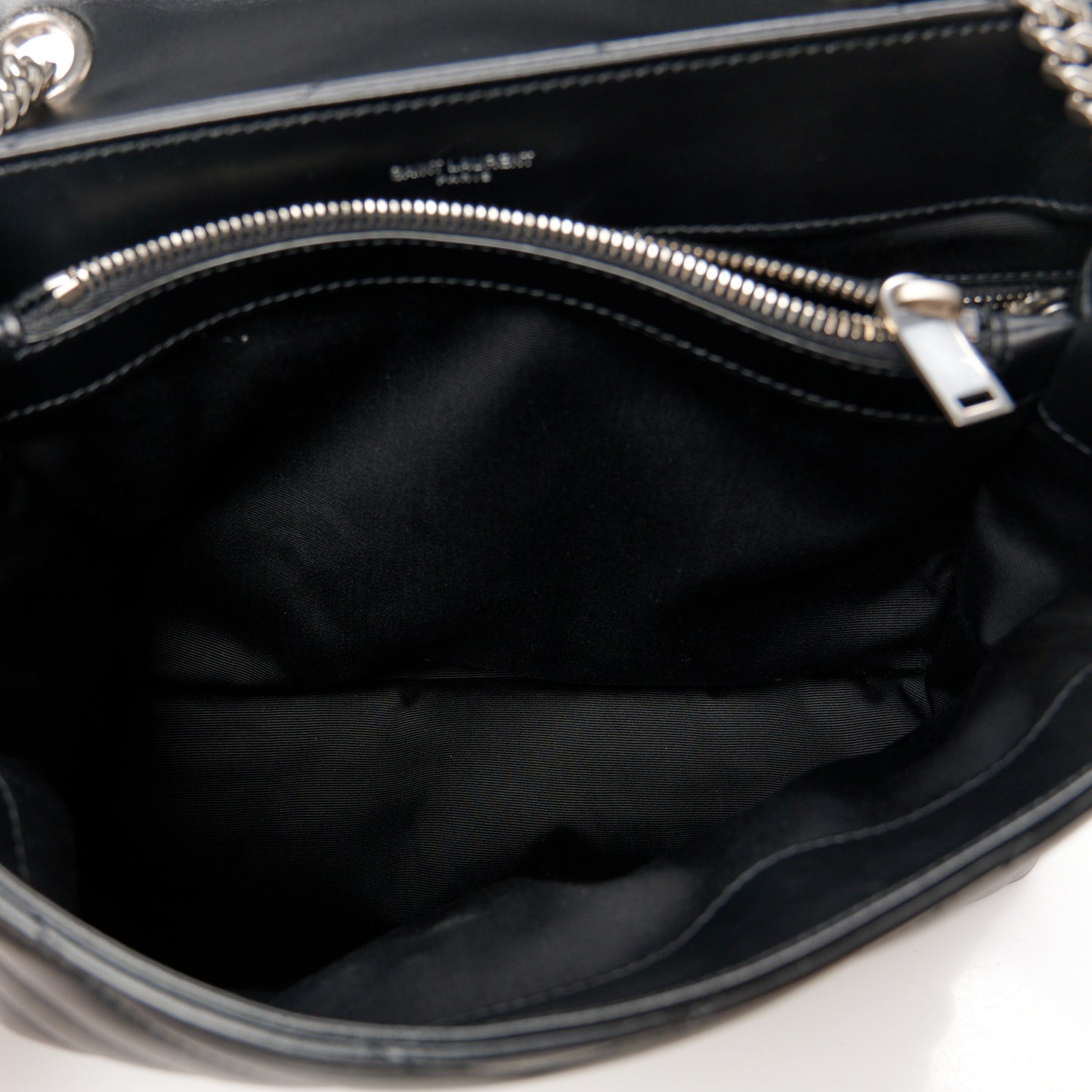 Calfskin Y Quilted Monogram Medium Loulou Chain Satchel Black