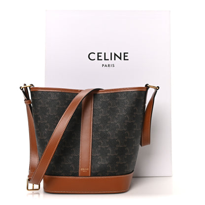 Celine Triomphe Canvas Calfskin Small Bucket Bag Tan 10 of 10