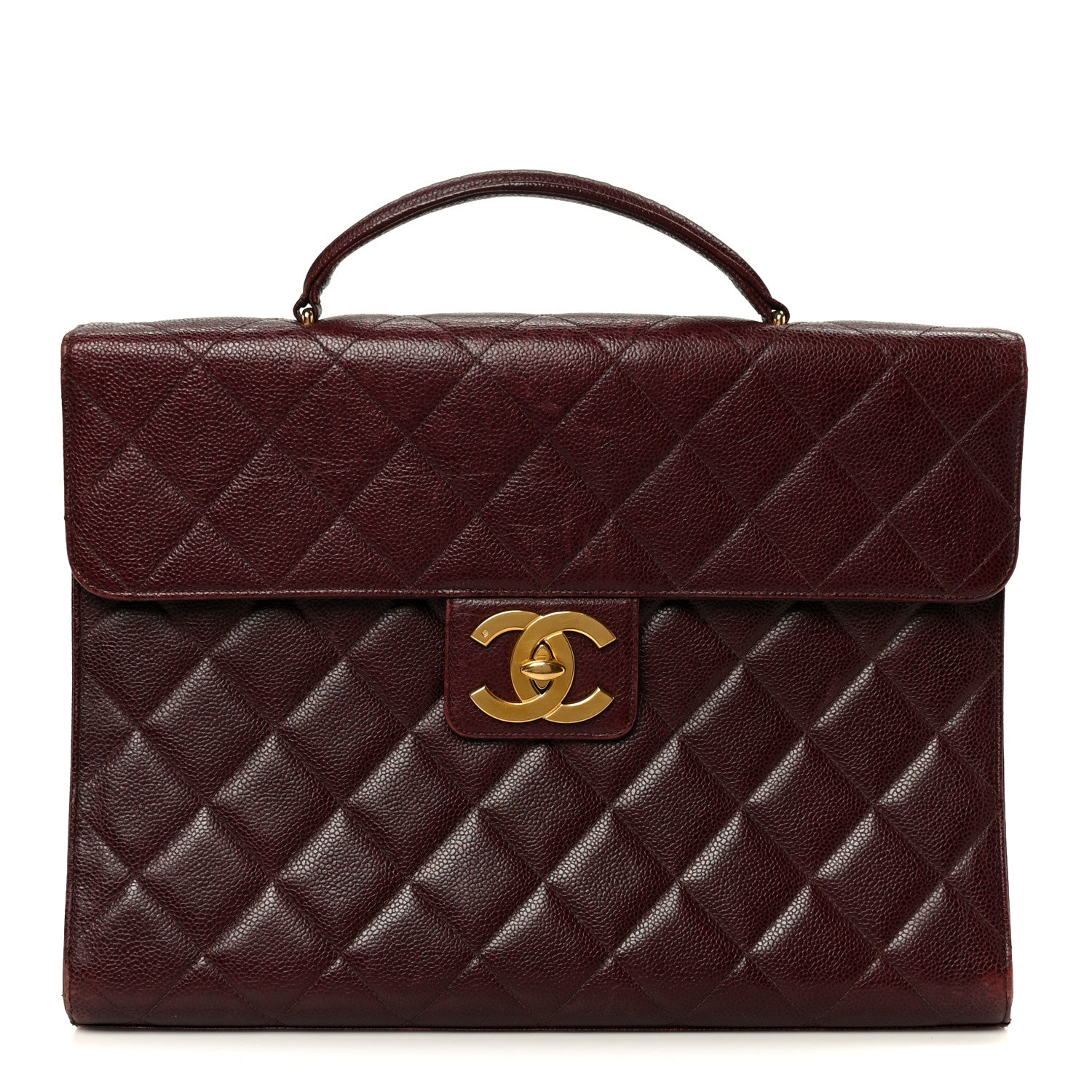 Chanel Caviar Quilted Briefcase Laptop Bag Burgundy 1 of 12