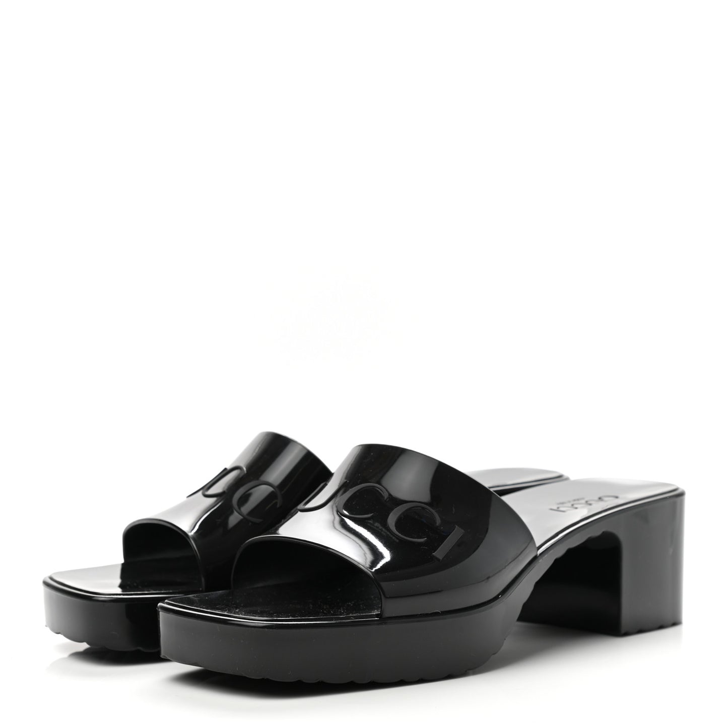 Rubber Gucci Logo Womens Platform 20/60mm Slide Sandals 39 Black