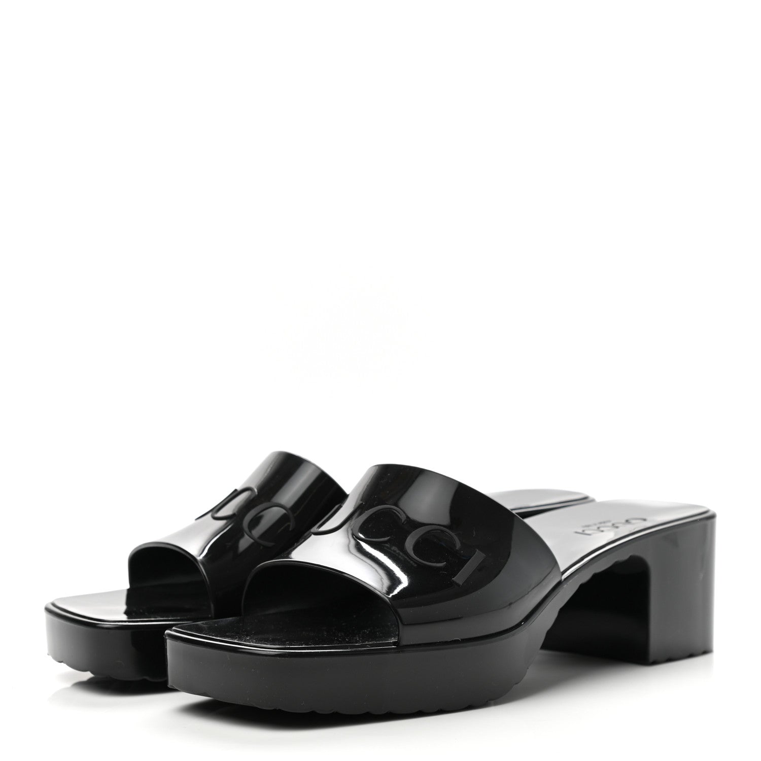 Gucci Rubber Gucci Logo Womens Platform 20/60mm Slide Sandals 39 Black 3 of 9