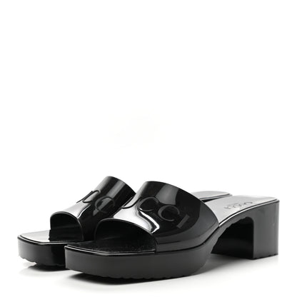 Gucci Rubber Gucci Logo Womens Platform 20/60mm Slide Sandals 39 Black 3 of 9