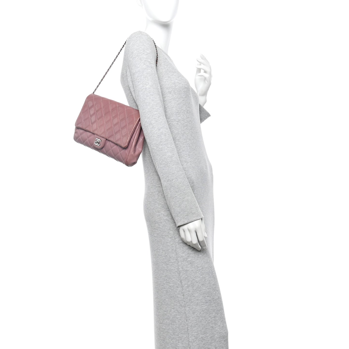 Caviar Quilted Clutch With Chain Flap Purple