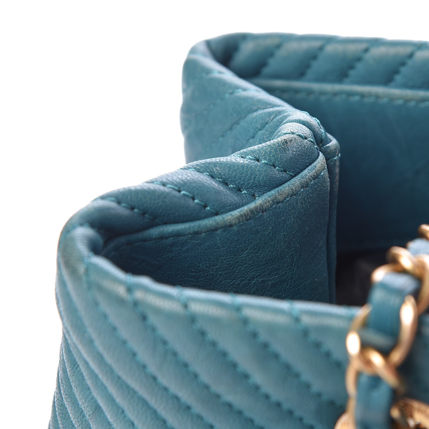 Chanel Wrinkled Lambskin Chevron Quilted Surpique Tote Turquoise 17 of 17
