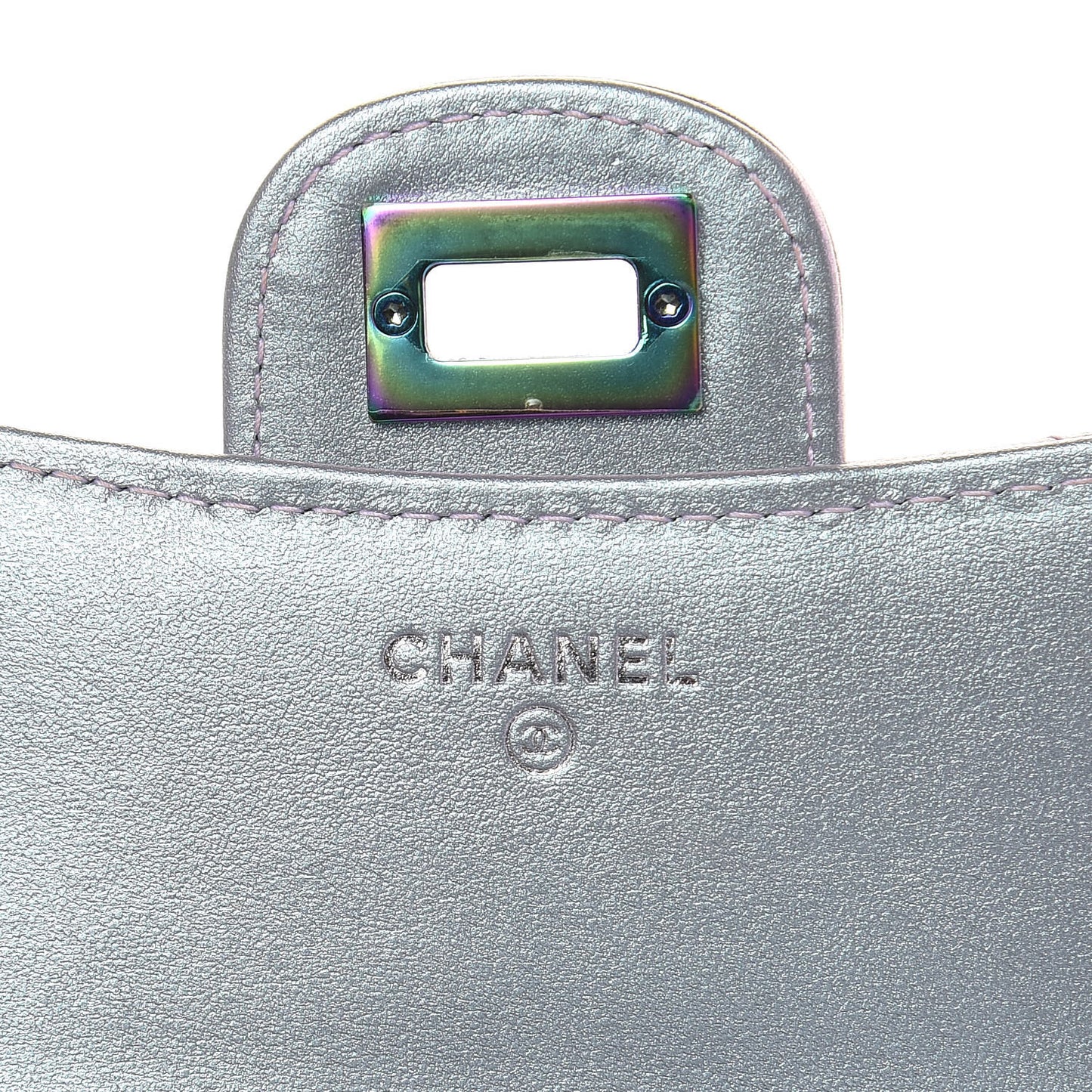 Iridescent Lambskin Quilted 2.55 Reissue Compact Flap Wallet Light Purple
