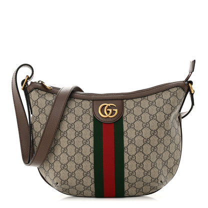 Gucci GG Supreme Monogram Web Small Ophidia Half Moon Hobo Brown 1 of 10