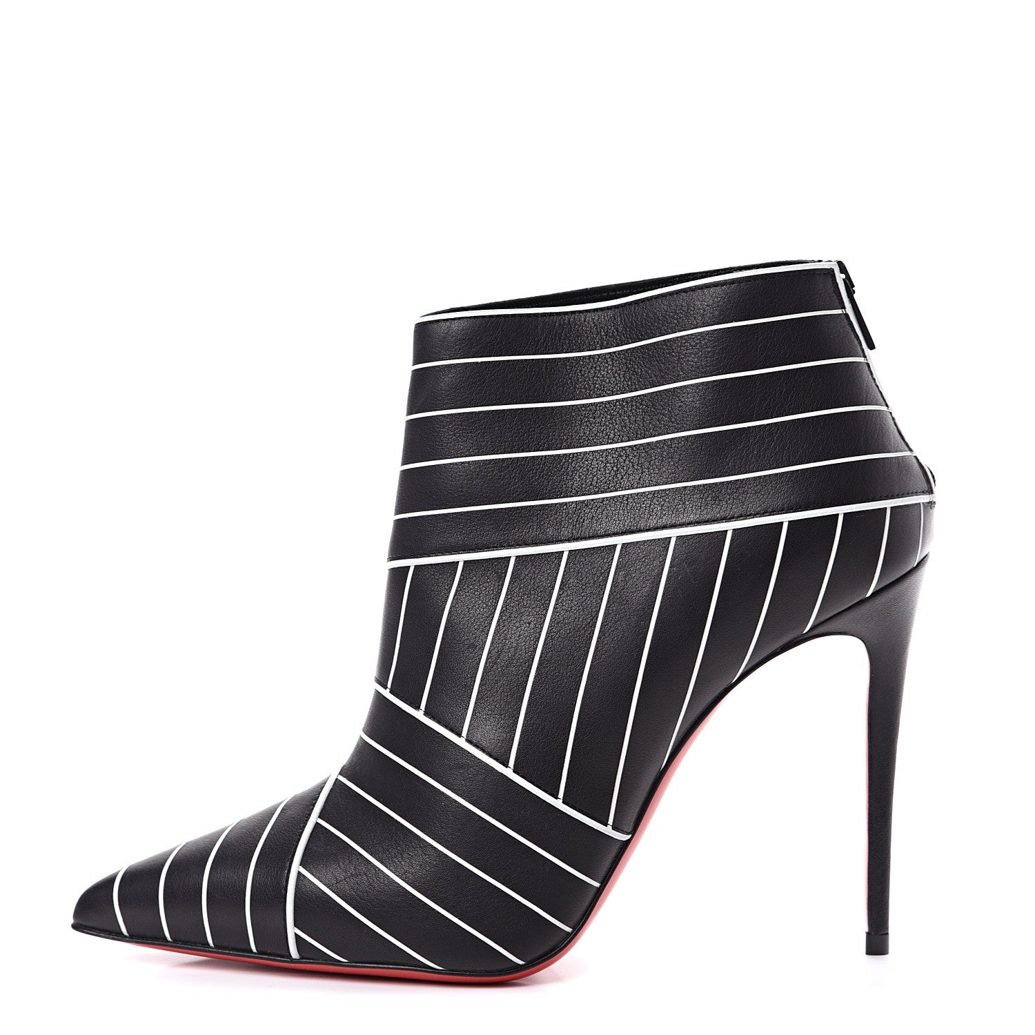 Christian Louboutin Calfskin Josselyn 100 Booties 36.5 Black White 1 of 9