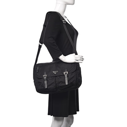 Prada Tessuto Nylon Saffiano Messenger Bag Black 2 of 17