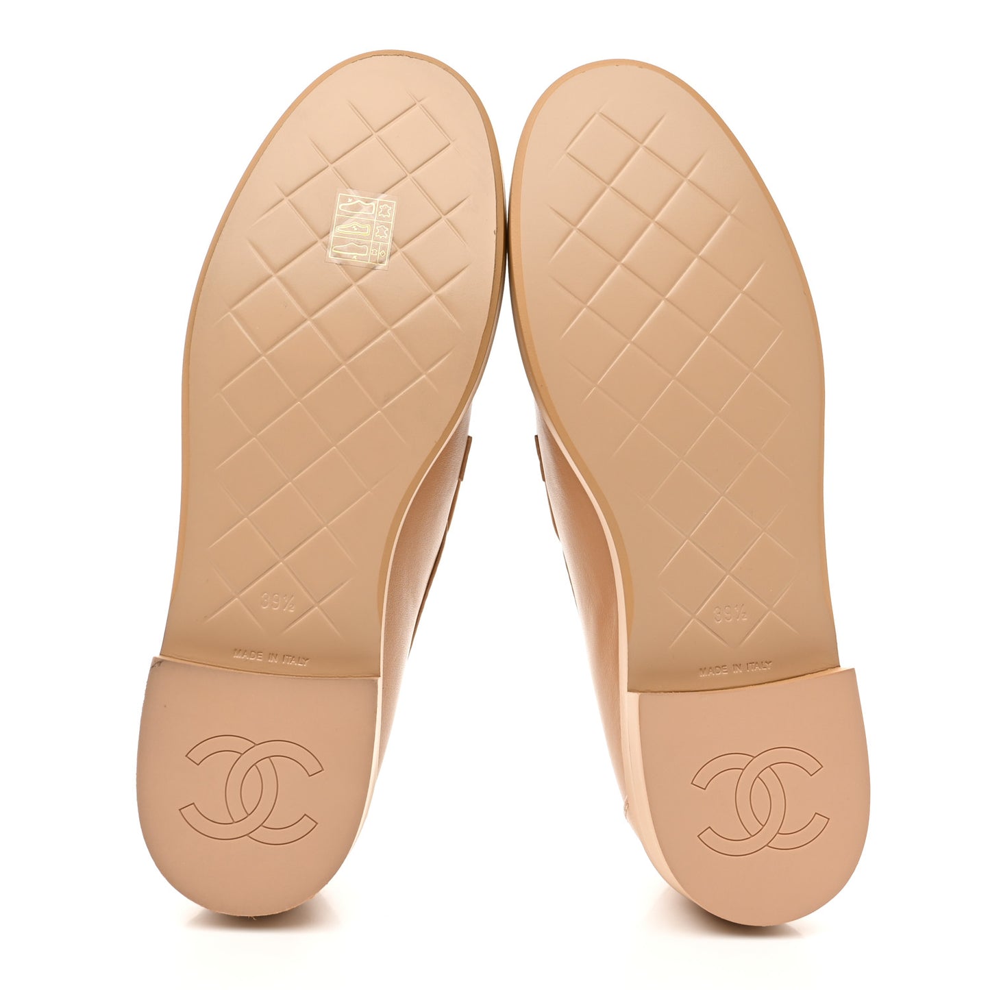 Lambskin Quilted CC Turnlock Moccasins 39.5 Beige