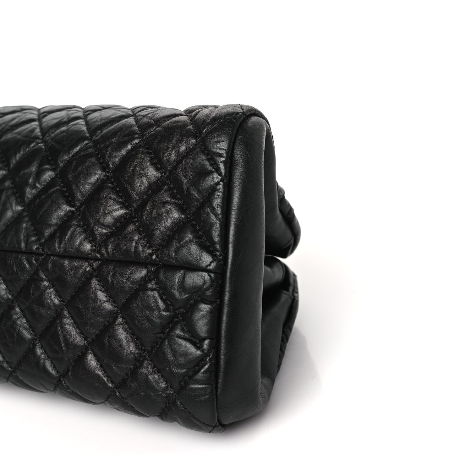 Aged Calfskin Quilted Medium Just Mademoiselle Black