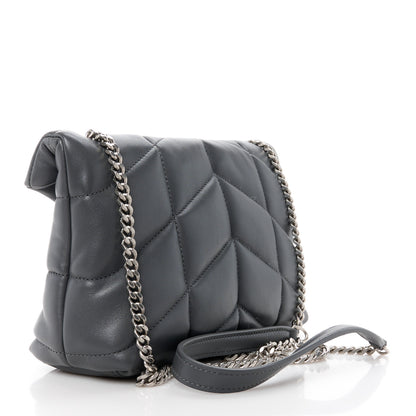 Saint Laurent Lambskin Quilted Toy Loulou Puffer Monogram Chain Satchel Storm 3 of 11