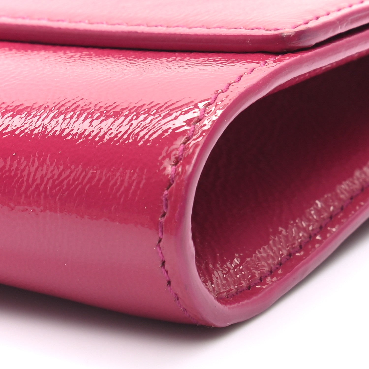 Saint Laurent Textured Patent Monogram Large Belle De Jour Clutch Fuchsia 8 of 8