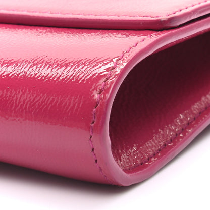 Saint Laurent Textured Patent Monogram Large Belle De Jour Clutch Fuchsia 8 of 8