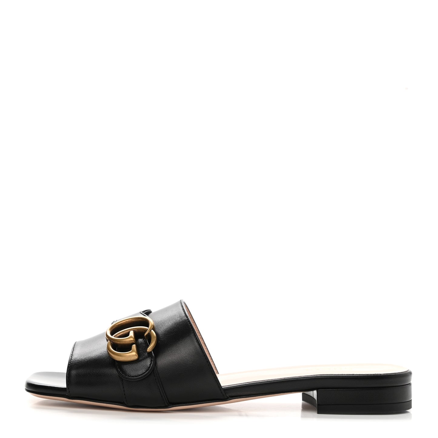 Malaga Kid GG Marmont Flat Slide Sandals 37.5 Black