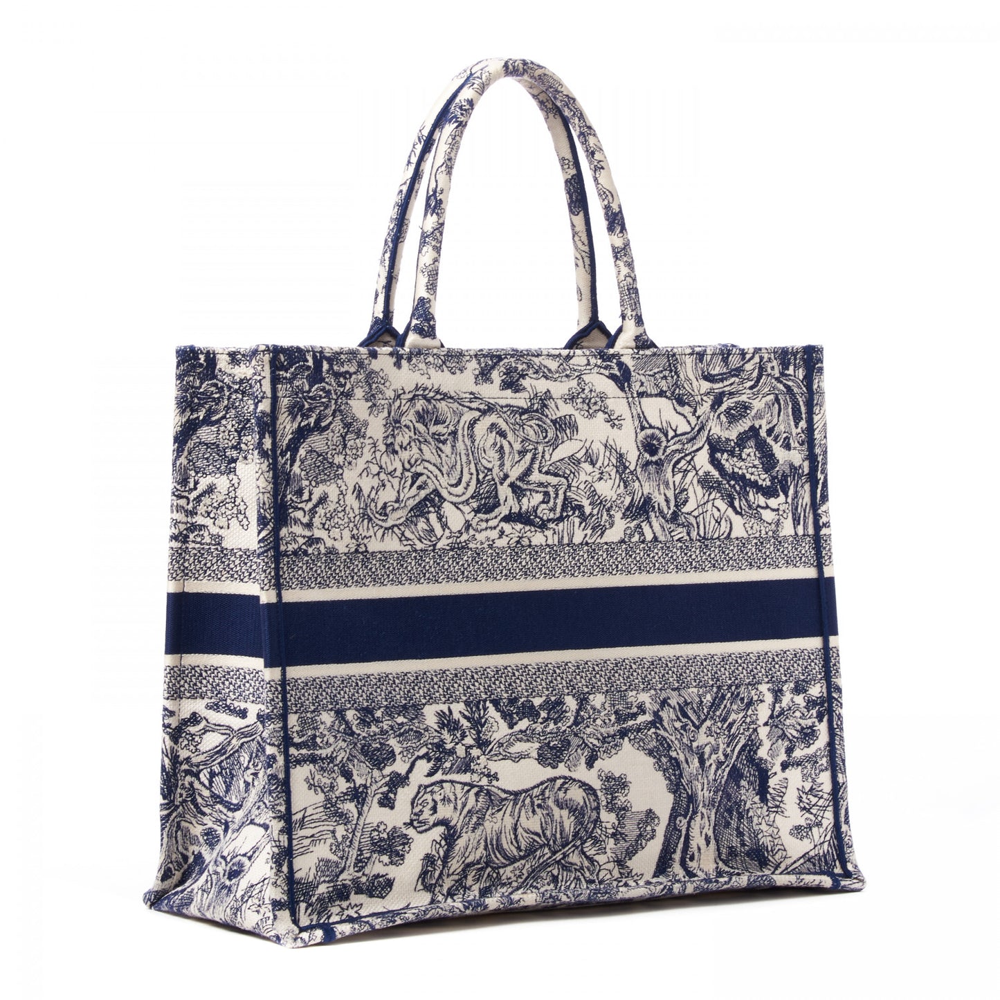 Canvas Embroidered Large Dioriviera Toile De Jouy Book Tote Blue