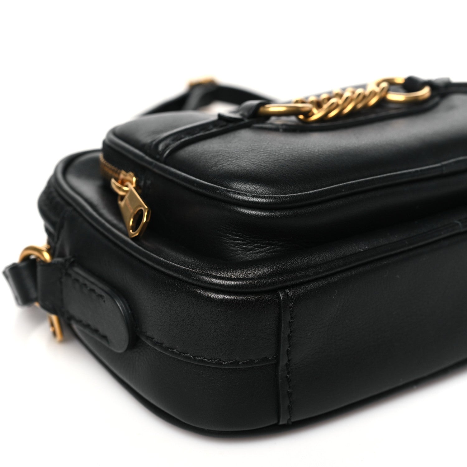 Burberry Smooth Calfskin 1983 Knight Check Link Camera Bag Black 8 of 10