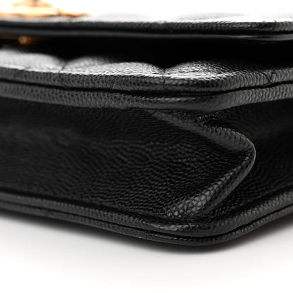 Chanel Caviar Quilted Camellia Wallet On Chain WOC Black 11 of 12