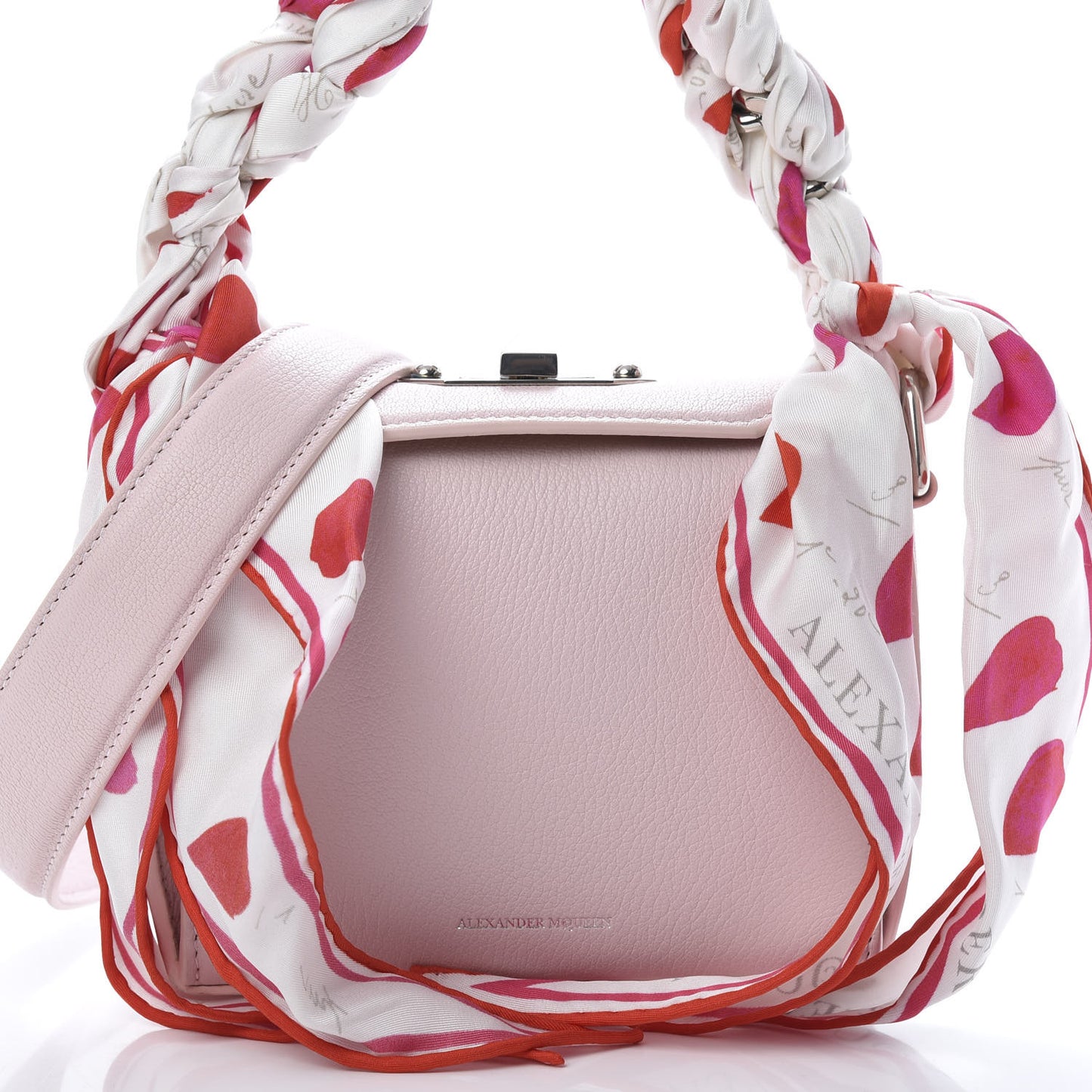 Calfskin Silk Scarf Box Shoulder Bag 16 Baby Pink Ivory