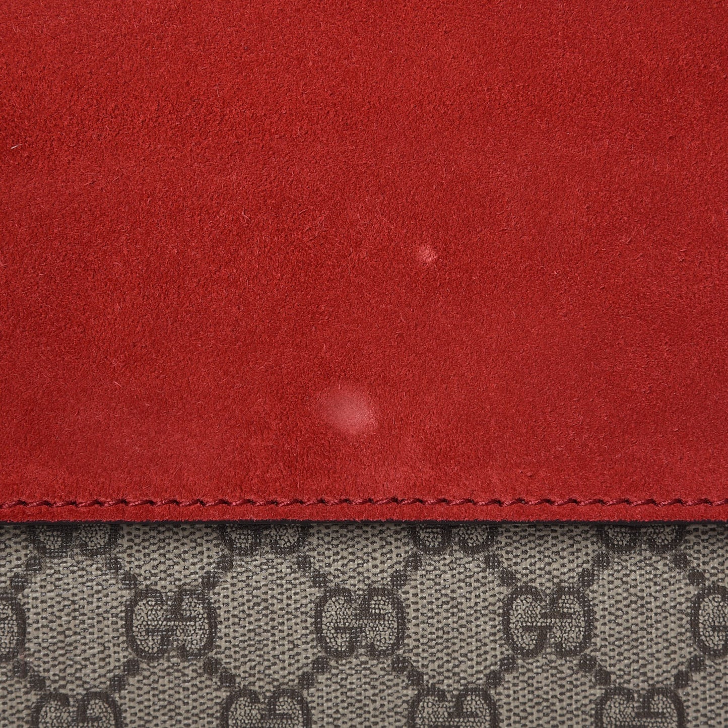 GG Supreme Monogram Suede Cudu Medium Dionysus Shoulder Bag Beige Ebony Vulcanic Red