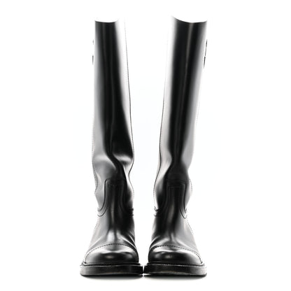Chanel Calfskin Cap Toe CC Riding Boots 39 Black 6 of 25