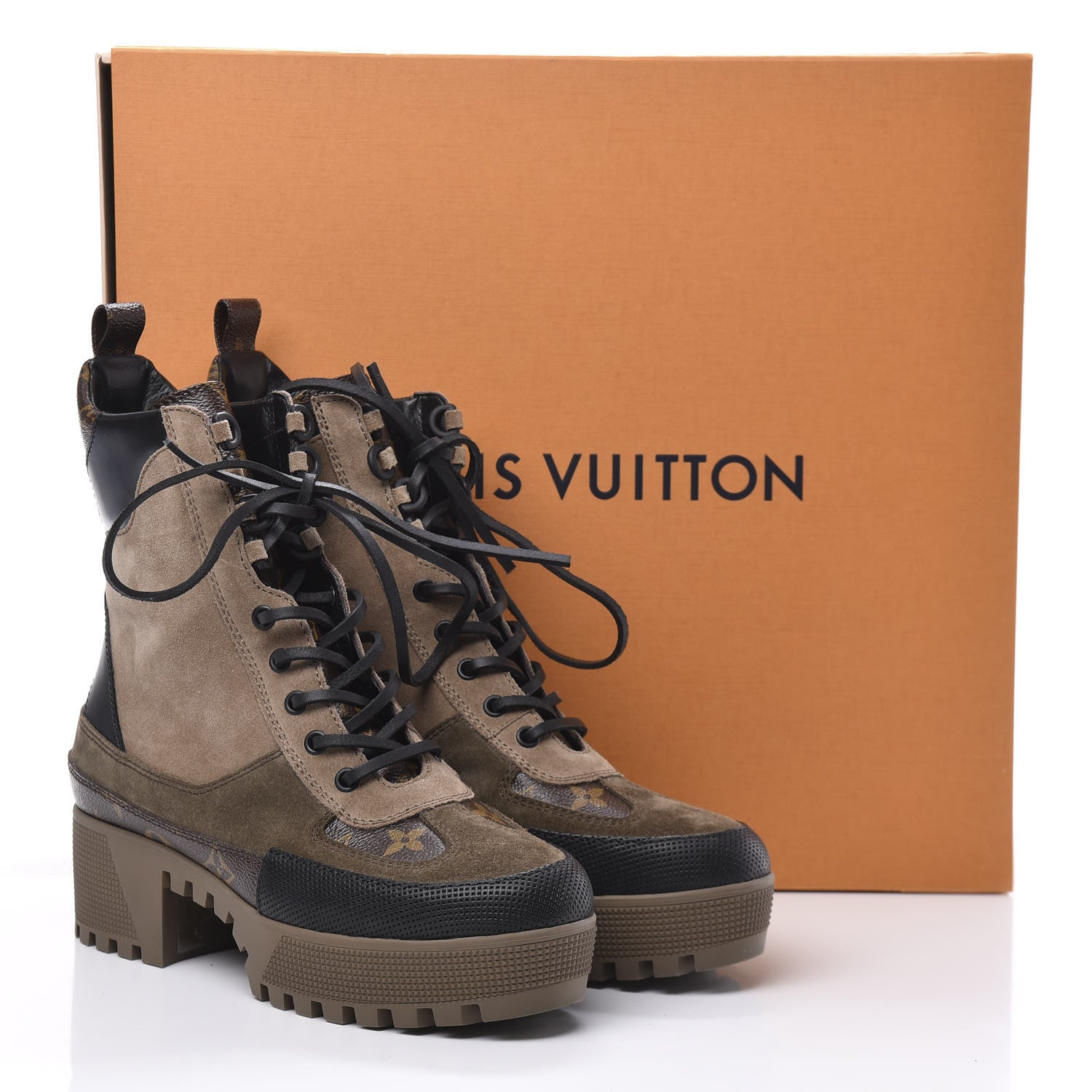 Louis Vuitton Suede Calfskin Monogram Laureate Platform Desert Boots 39 Beige 11 of 11
