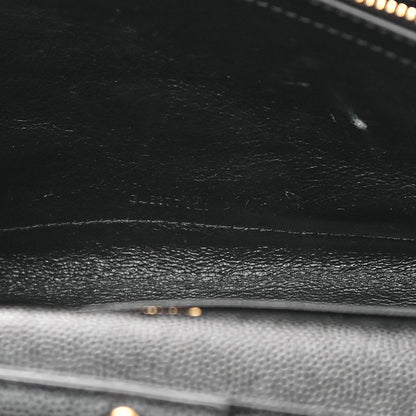 Saint Laurent Grain De Poudre Matelasse Chevron Monogram Chain Wallet Black 7 of 17