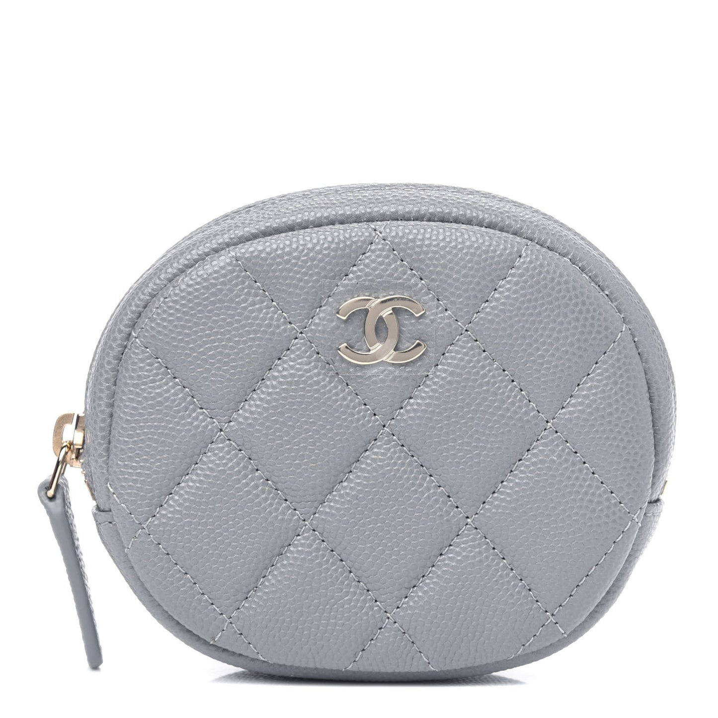 Caviar Quilted Zip Around Classic Coin Purse Grey
