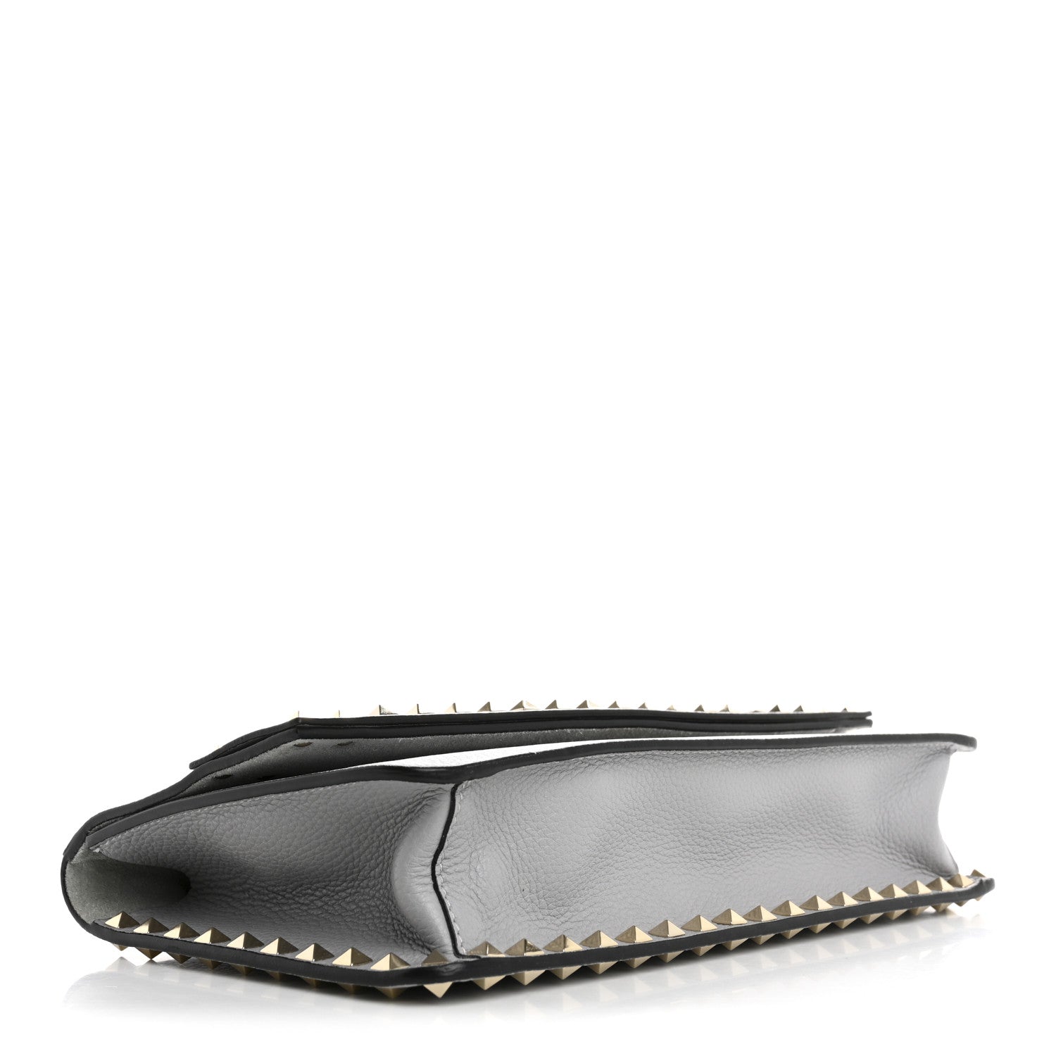 Valentino Garavani Pebble Calfskin Rockstud Side Slip Wristlet Clutch Pastel Grey 4 of 7