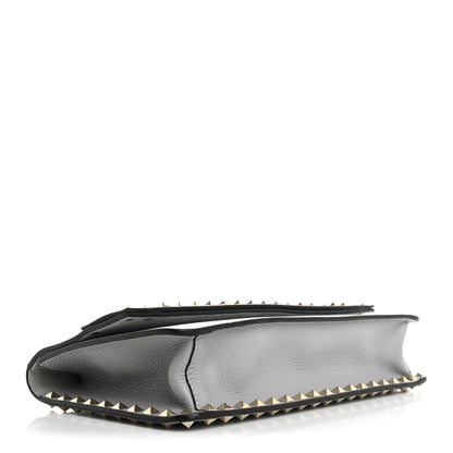 Valentino Garavani Pebble Calfskin Rockstud Side Slip Wristlet Clutch Pastel Grey 4 of 7