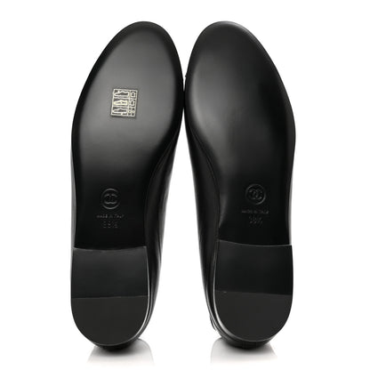 Chanel Lambskin Patent Cap Toe Ballerina Flats 38.5 Black 5 of 9