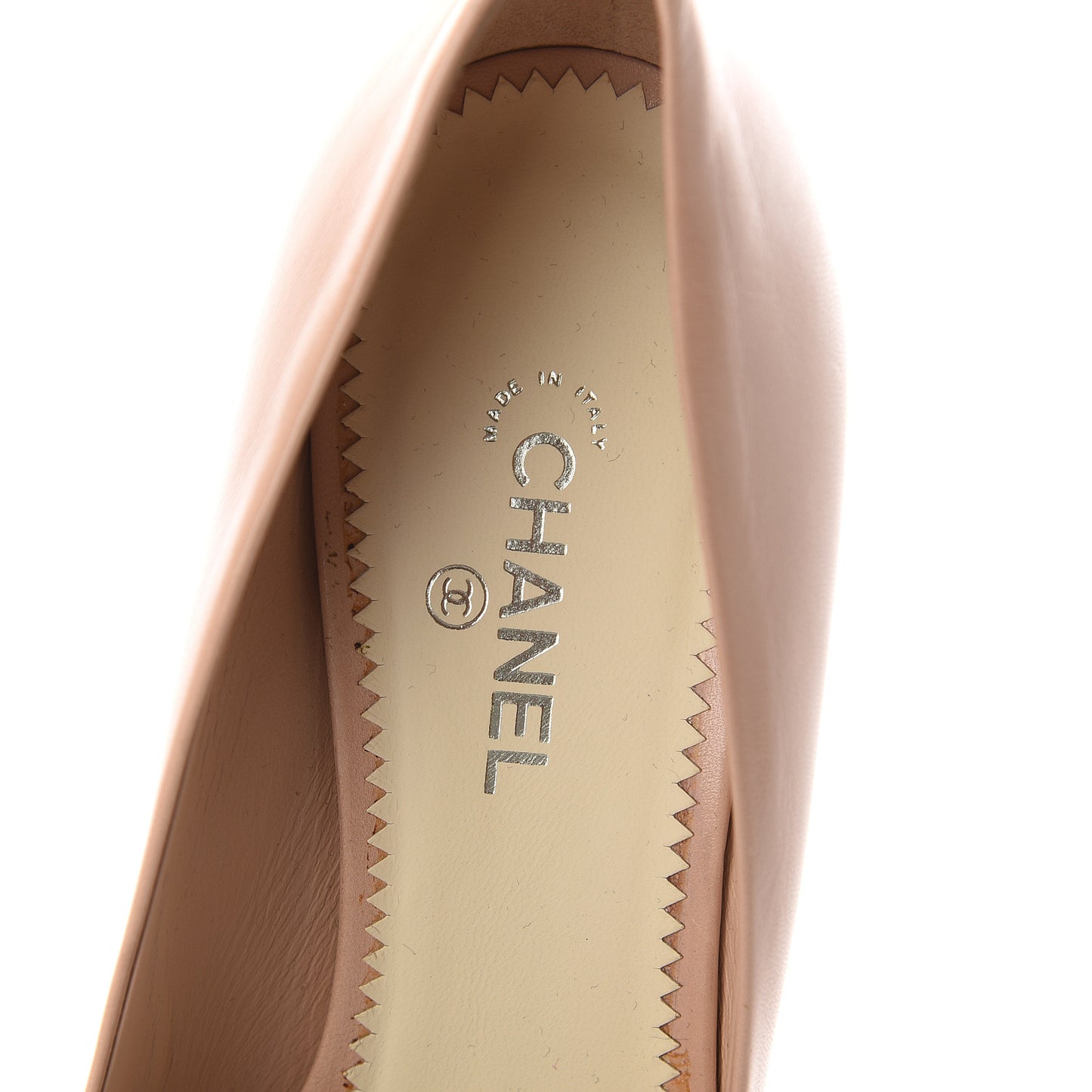 Lambskin Pearl Peep Toe Pumps 38 Light Beige