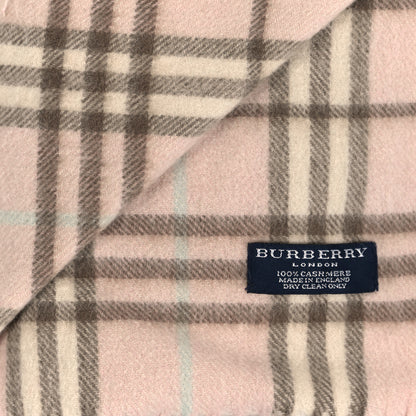 Burberry Cashmere Check Fringe Scarf Pink 3 of 4