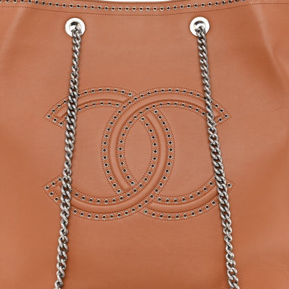 Chanel Calfskin Large Coco Eyelets Shopping Tote Camel 4 of 11