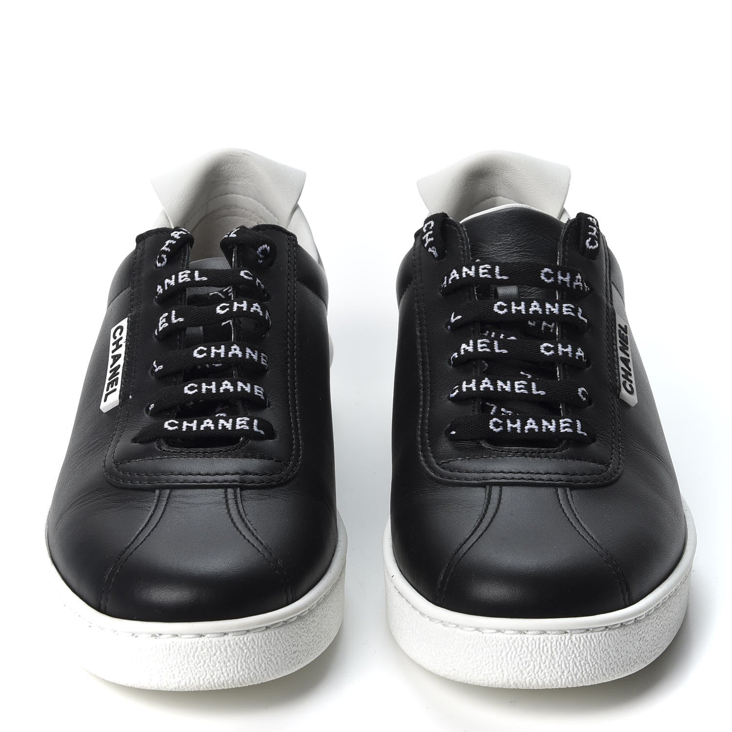 Chanel Calfskin CC Womens Sneakers 37.5 Black 2 of 9