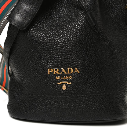 Prada Vitello Daino Bucket Bag Black 7 of 9