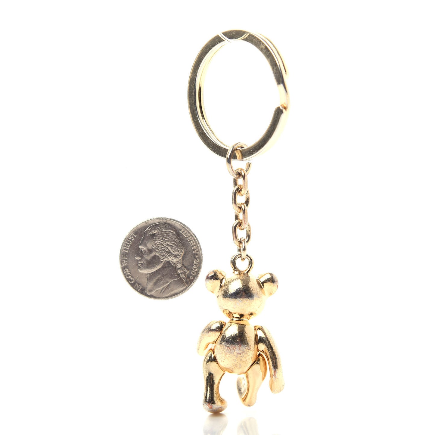 Metallic Thomas Bear Key Ring Gold