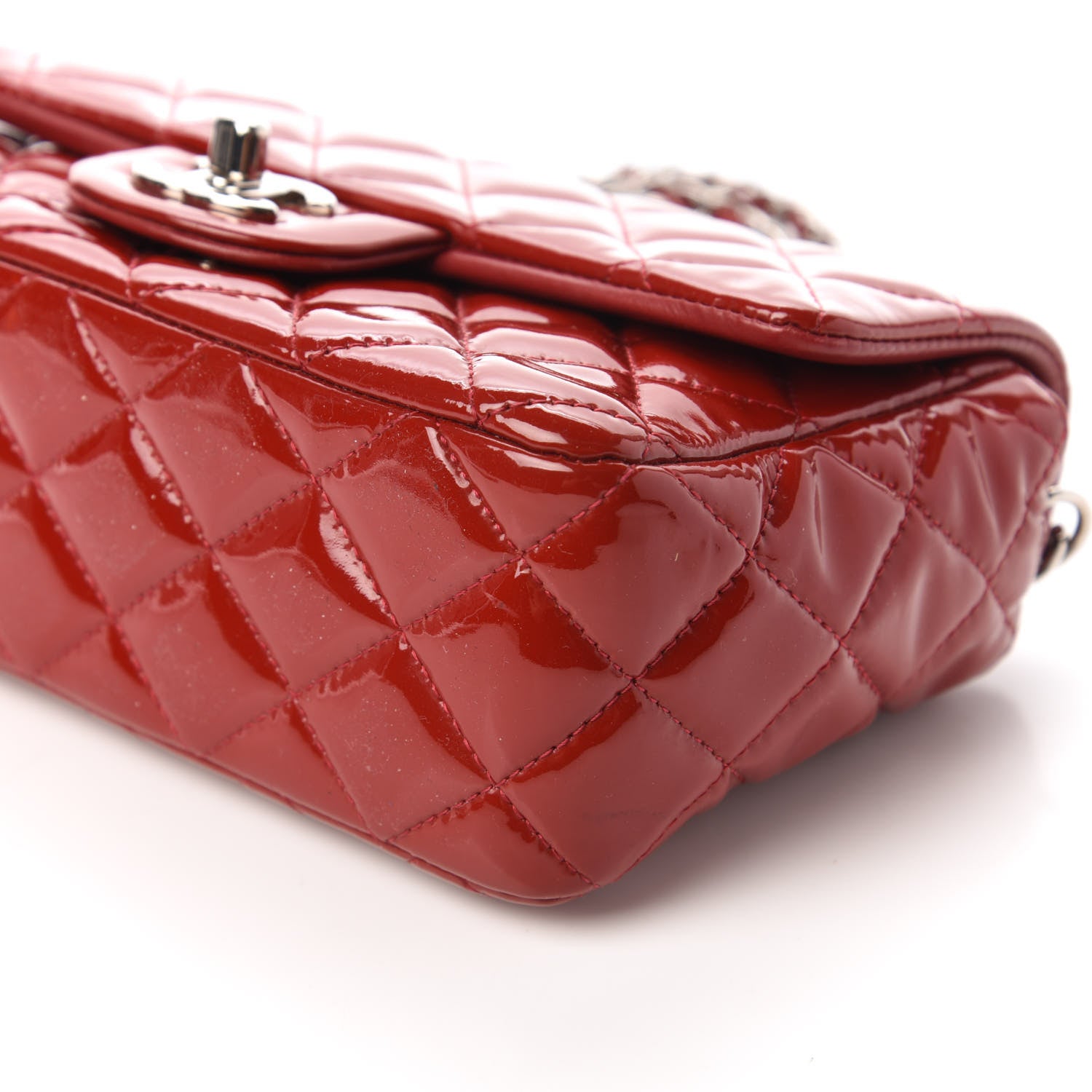 Chanel Patent Calfskin Quilted Mini Rectangular Flap Red 7 of 10
