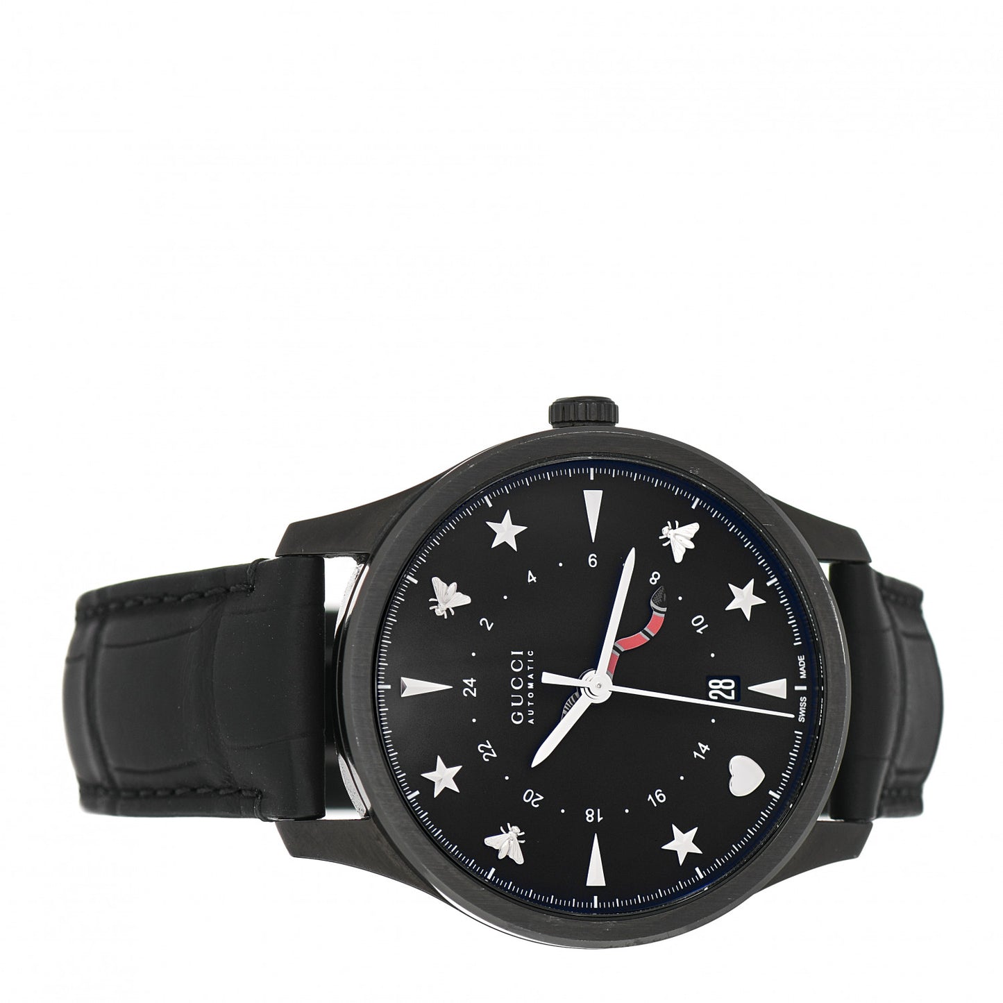 Stainless Steel Alligator 40mm G-Timeless GMT Snake Hand Automatic Watch Black